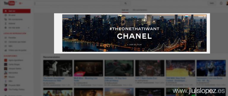 Anuncios Masthead en la Cabecera de Youtube