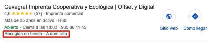 Atributos de Google My Business