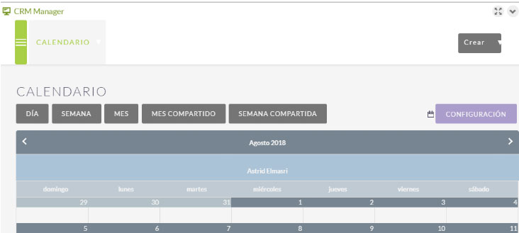 crm manager calendario