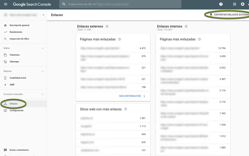 Google Search Console analiza tu perfil de enlaces