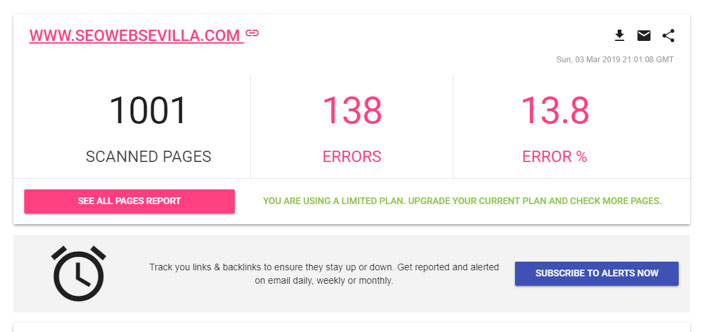 AtomSEO, tienen un buscador de enlaces rotos con un informe final