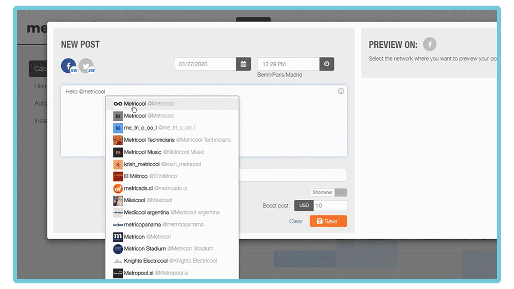 Menciona a páginas de Facebook en las planificaciones