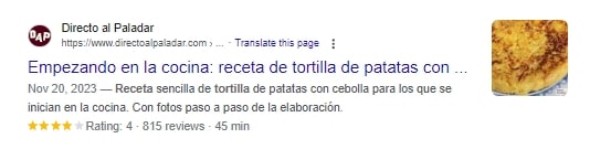 Marcado de Schema para recetas
