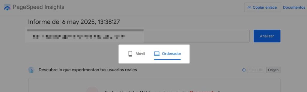 Versiones de informe para móviles y escritorio